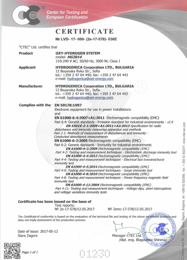 EU compliance certificate